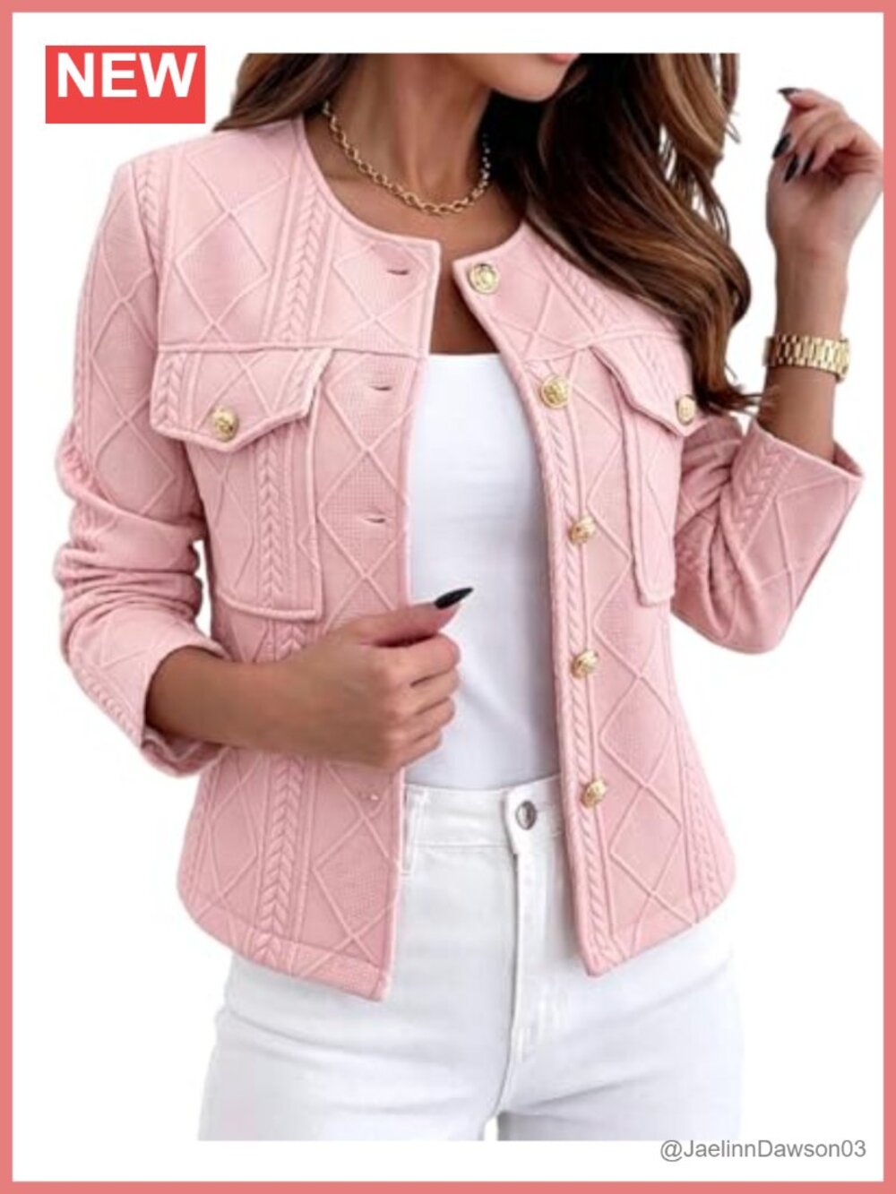 Cropped Jacket Lightweight Argyle Cable Knit Coat